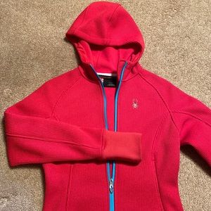 Spyder women’s “Core Sweater” hot pink & aqua full zip jacket, sz medium